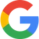 Google logo, colorful letters G in red, yellow, blue, and green.