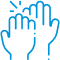 Two hands reaching upward with a sparkle, symbolizing care and support for orthodontic treatment.